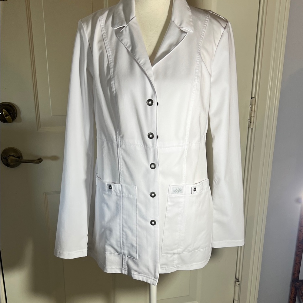 Dickies White Button-Front Lab Blazer
